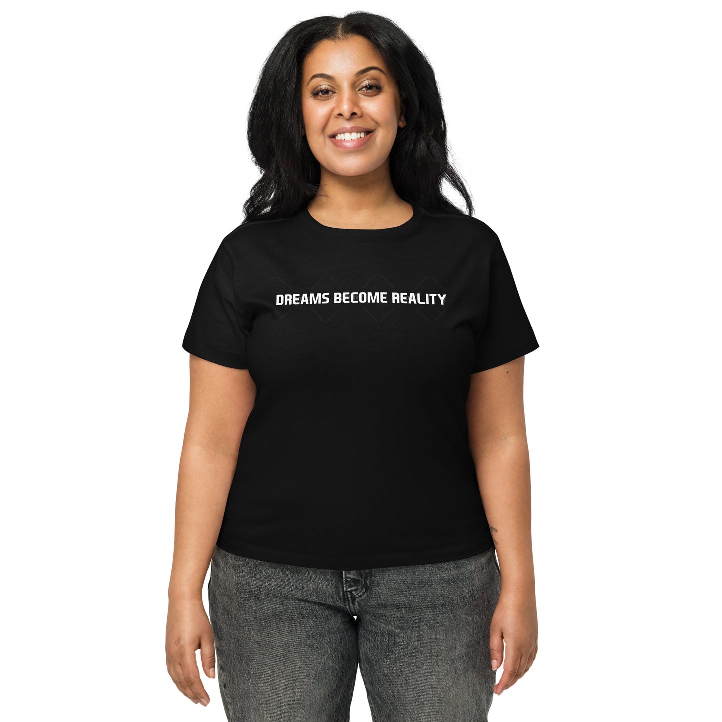 "Dreams Become Reality" Women’s high-waisted t-shirt (Black)