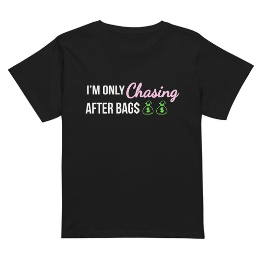 "Chasing Bags" Women’s high-waisted t-shirt